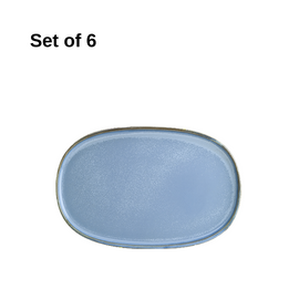 Bonna Sky Hygge oval platter 340x230mm porcelain in soft sky blue with reactive glaze, durable and microwave-safe, perfect for mains, sides, or shared dining.