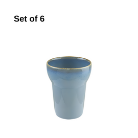 Bonna Sky Softline mug 350ml porcelain in soft sky blue, ergonomic handle, microwave and dishwasher safe, ideal for coffee, tea, or hot chocolate.