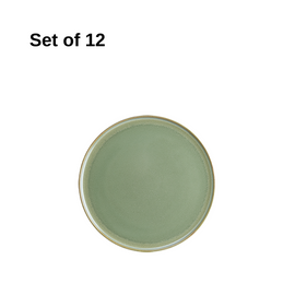 Bonna Sage Hygge 160mm porcelain round plate with soft sage reactive glaze, durable and microwave safe, perfect for desserts, appetisers, or side dishes.