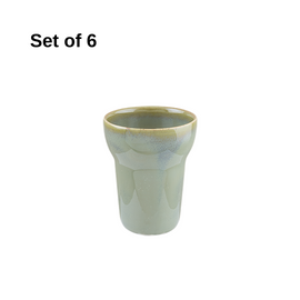 Bonna Sage Softline mug 350ml porcelain set of 6 with silicone sleeve, sage tone, durable and microwave-safe, perfect for hot or cold beverages at home or work.