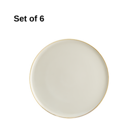 Bonna Sand Hygge round plate 220x17mm porcelain set of 6 with reactive glaze, durable and microwave-safe, perfect for entrées, appetisers, and light meals.