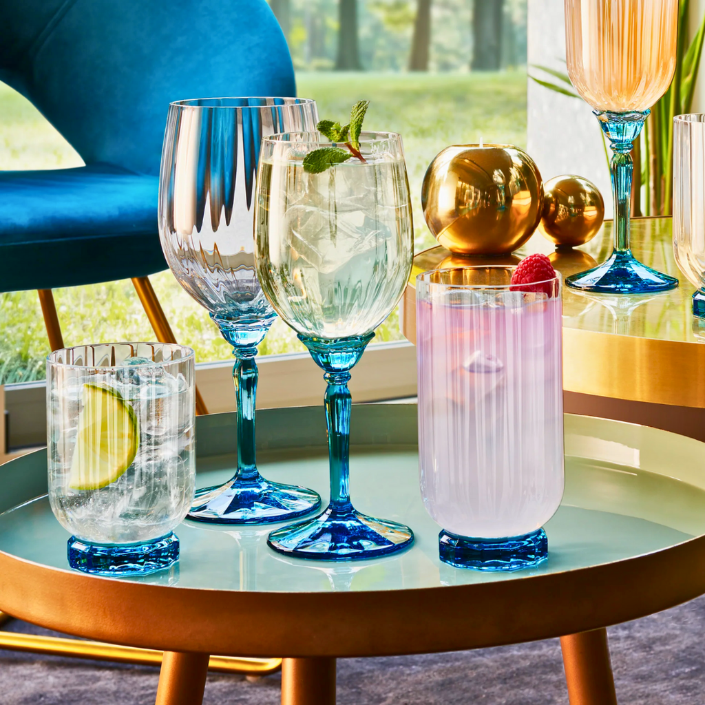 Bormioli Rocco Florian White Wine Glass 380 ml set of 6 in Lucent Blue with elegant Venetian design