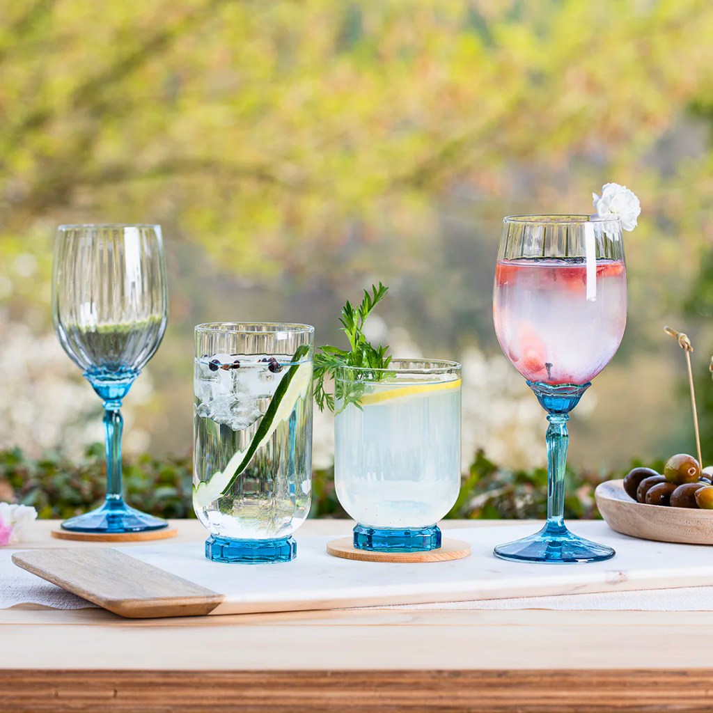 Bormioli Rocco Florian Red Wine Glass 535 ml set of 6 in Lucent Blue with elegant Venetian design