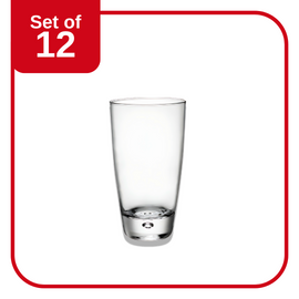 Bormioli Rocco Luna Long Drink 350 ml tumbler set of 12 clear glass with bubble base