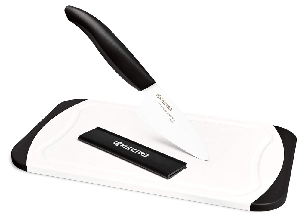 Kyocera 7.6cm Prep Knife & Cutting Board Set with Knife Guard - Black