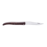LAGUIOLE EN AUBRAC BACKPACKER'S FOLDING KNIFE (12CM) - WENGE WOOD. This pocket knife features a Wenge wood handle and a stainless steel blade, perfect for picnics, camping, or any outdoor adventure.