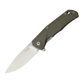 LionSTEEL TRE G10 Framelock Green Pocket Knife with Green G10 handle, lanyard hole and pocket clip