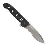 CRKT M21 G-10 Linerlock pocket knife with a 3.88 inch Veff serrated TiNi-coated 8Cr14MoV stainless steel spear point blade and black G10 handle