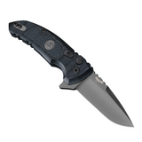 SIG X-1 MICROFLIP BUTTON LOCK pocket knife with a 2.75 inch gray Cerakote finished CPM-154 stainless steel drop point blade and black textured G10 handle