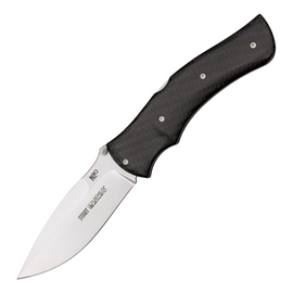 VIPER START LOCKBACK Pocket Knife with a 4-inch satin finish Bohler N690Co stainless steel blade and black carbon fiber handles.