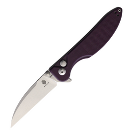 Kizer Cutlery Sway Back Button Lock Pocket Knife with Purple G10 Handle