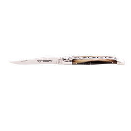 Laguiole En Aubrac Folding Pocket Knife (11cm) - Made with finest steel and featuring a solid horn handle, this traditionally crafted pocket knife is perfect for picnics, camping, or any outdoor adventure.