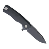 Black aluminum handle LIONSTEEL ROK Framelock pocket knife with black M390 stainless steel blade
