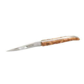 Laguiole En Aubrac Backpacker's Folding Pocket Knife (12cm) - Juniper Wood. This traditional pocket knife features a juniper wood handle and a stainless steel blade, perfect for camping, picnics, or any outdoor adventure.