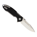 Viper Storm Linerlock Black, a Designer Pocket Knife with a 3-Inch Satin Finish Bohler M390 Stainless Steel Drop Point Blade and Black G10 Handle. Designed by Rick Hinderer.