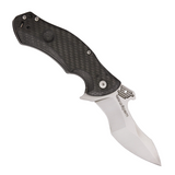Viper Mago Carbon Fiber Pocket Knife with a 3 5/8-inch satin finish Bohler N690Co stainless recurve blade and carbon fiber handles.