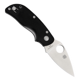 Black G10 handle SPYDERCO CAT pocket knife with plain blade