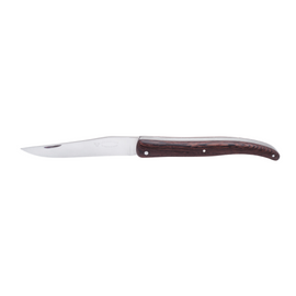  LAGUIOLE EN AUBRAC BACKPACKER'S FOLDING KNIFE (12CM) - WENGE WOOD. This pocket knife features a Wenge wood handle and a stainless steel blade, perfect for picnics, camping, or any outdoor adventure.
