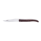 LAGUIOLE EN AUBRAC BACKPACKER'S FOLDING KNIFE (12CM) - WENGE WOOD. This pocket knife features a Wenge wood handle and a stainless steel blade, perfect for picnics, camping, or any outdoor adventure.