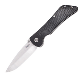 Southern Grind Bad Monkey Linerlock DP pocket knife with a 4 inch, two-tone tumbled and satin finish 14C28N Sandvik stainless steel drop point blade and black sculpted G10 handle