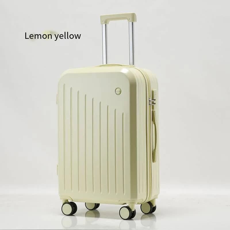 Smart Carry-On Luggage with Cup Holder & USB Charging Port - Yellow Color Spinner Suitcase for Travel Convenience 24 inch