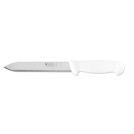 Victory Knives SERRATED  knife 17cm, white handle- mult 3
