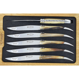 Laguiole En Aubrac 6 Steak Knives Aubracien - Solid Horn | Kitchen Knives | King of Knives