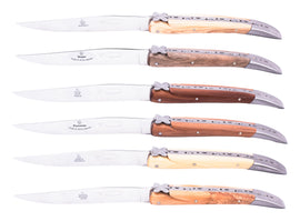 Laguiole En Aubrac 6 Steak Knives - Woods of France Mixed Wood | King of Knives