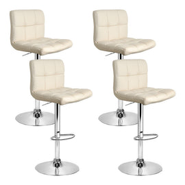 Artiss 4× Beige PU Leather Bar Stools with Gas Lift & Chrome Base | King of Knives e-store