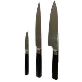 Bruno Barontini Damascus Steel - 3 Piece Set - 8 inch Chefs, 8 inch Slicing Knife, 3 inch Paring | King Of Knives Australia
