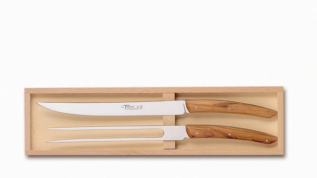 Claude Dozorme Carving set , Olivewood