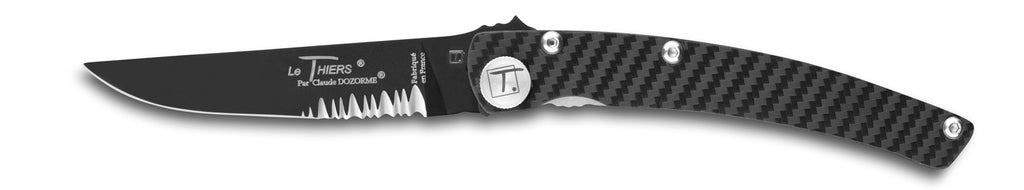 Claude Dozorme pocket knife, 11cm black blade, black carbon handle
