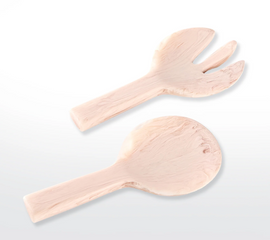 Nashi Short Handle Salad Servers - Blush Swirl