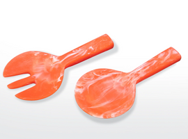 Nashi Short Handle Salad Servers - Apricot Swirl