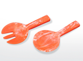 Nashi  Short Handle Salad Servers - Apricot Swirl