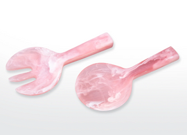 Nashi Short Handle Salad Servers Pink Swirl | King of Knives Australia