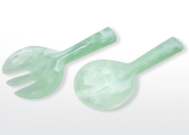 Nashi Short Handle Salad Servers - Mint Swirl