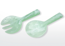 Nashi  Short Handle Salad Servers - Mint Swirl