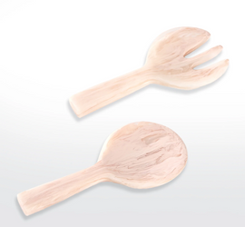 Nashi Short Handle Salad Servers - XL - Blush Swirl