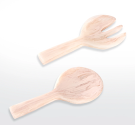 Nashi  Short Handle Salad Servers - XL - Blush Swirl