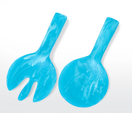 Nashi Short Handle Salad Servers - XL - Aqua Swirl