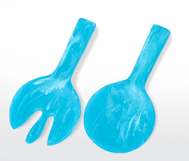 Nashi  Short Handle Salad Servers - XL - Aqua Swirl