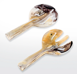 Nashi Short Handle Salad Servers - XL - Mocha Swirl | King of Knives Australia