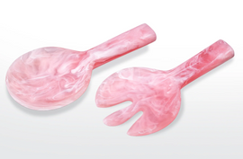 Nashi Short Handle Salad Servers - XL - Pink Swirl