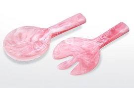 Nashi  Short Handle Salad Servers - XL - Pink Swirl