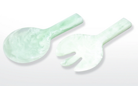 Nashi Short Handle Salad Servers - XL - Mint Swirl