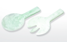 Nashi  Short Handle Salad Servers - XL - Mint Swirl