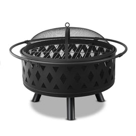 Grillz Fire Pit BBQ Charcoal Grill Ring Portable Outdoor Kitchen Fireplace 32 inches | Outdoor | King of Knives Australia