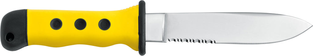 Maserin Boaties knife S/S 13.8cm blade, yellow handle with sheath and marlin spike