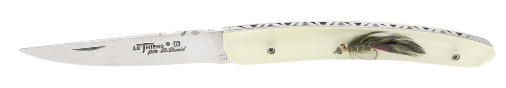 Pocket Knife - Robert David 12cm Pocket Knife With Inlaid Fishing Fly | King of Knives